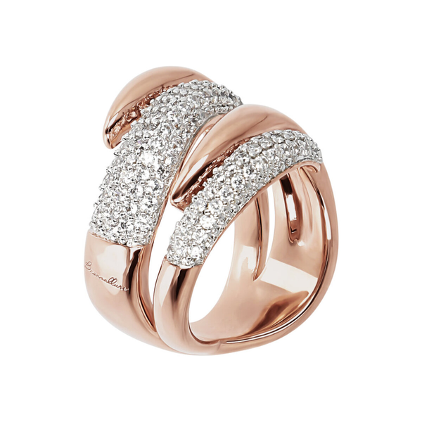 Contrarié Ring with Pavé in Cubic Zirconia