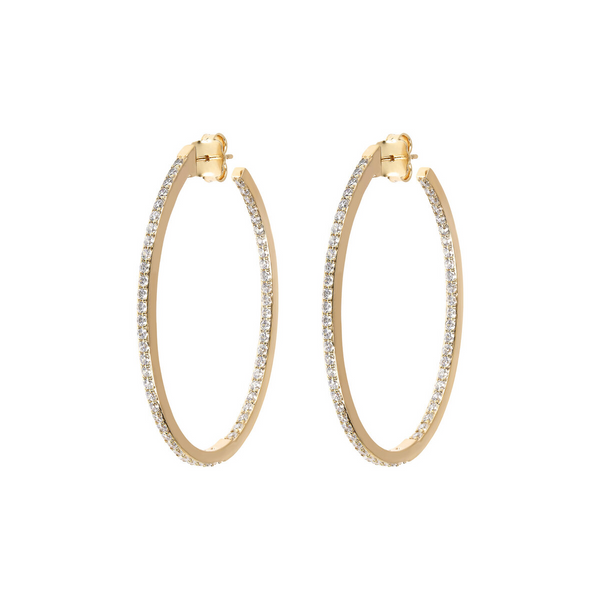 Golden Hoop Dangle Earrings with Cubic Zirconia