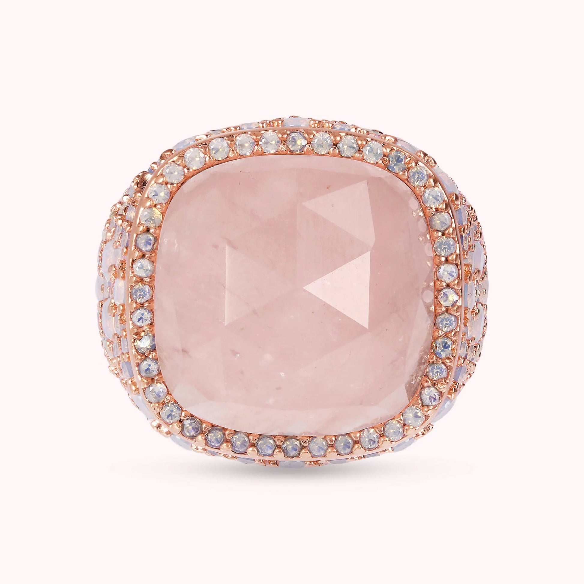 Chevalier Ring mit quadratischem Naturstein und Nano Gem Pavé