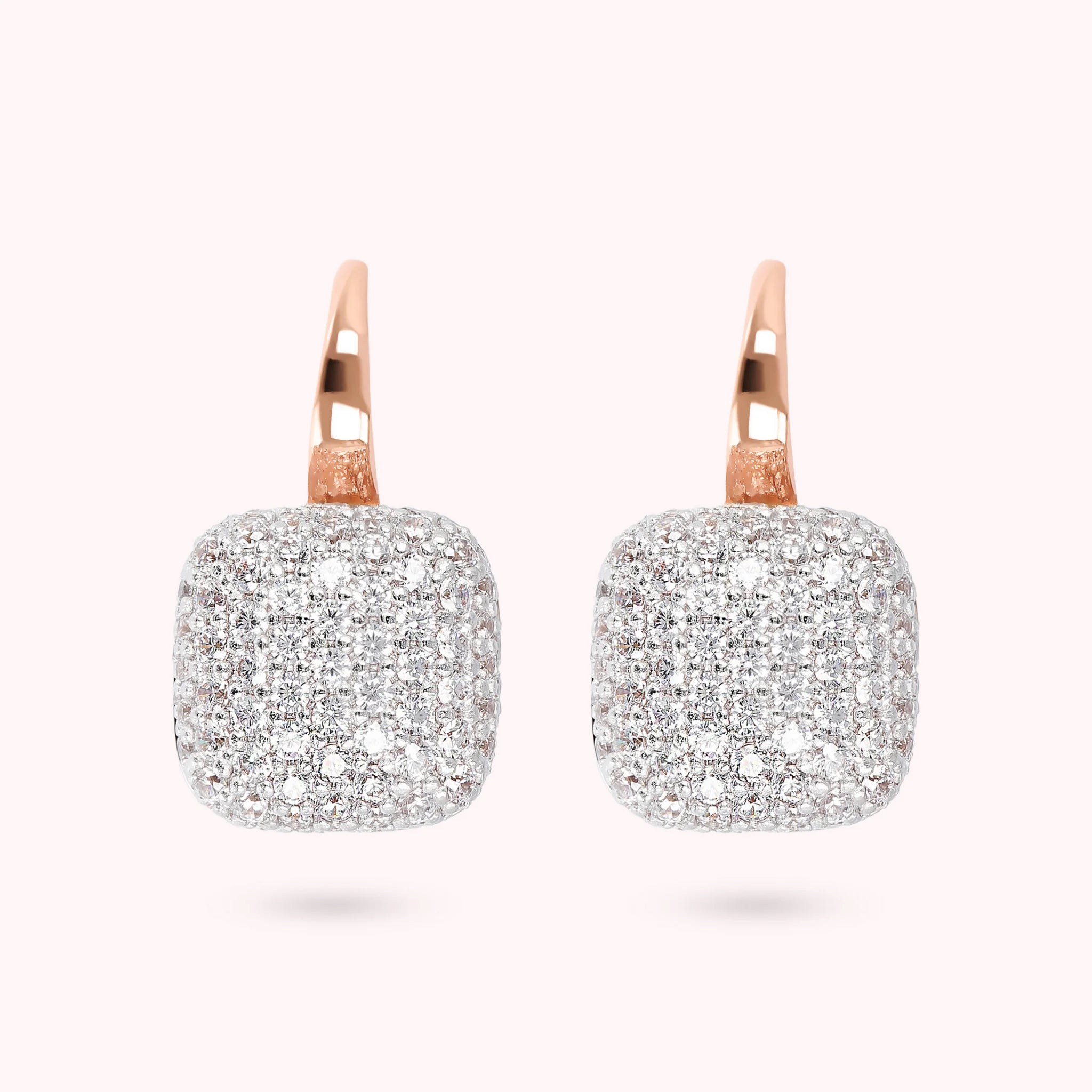 Orecchini Pendenti Quadrati con Pavé in Cubic Zirconia