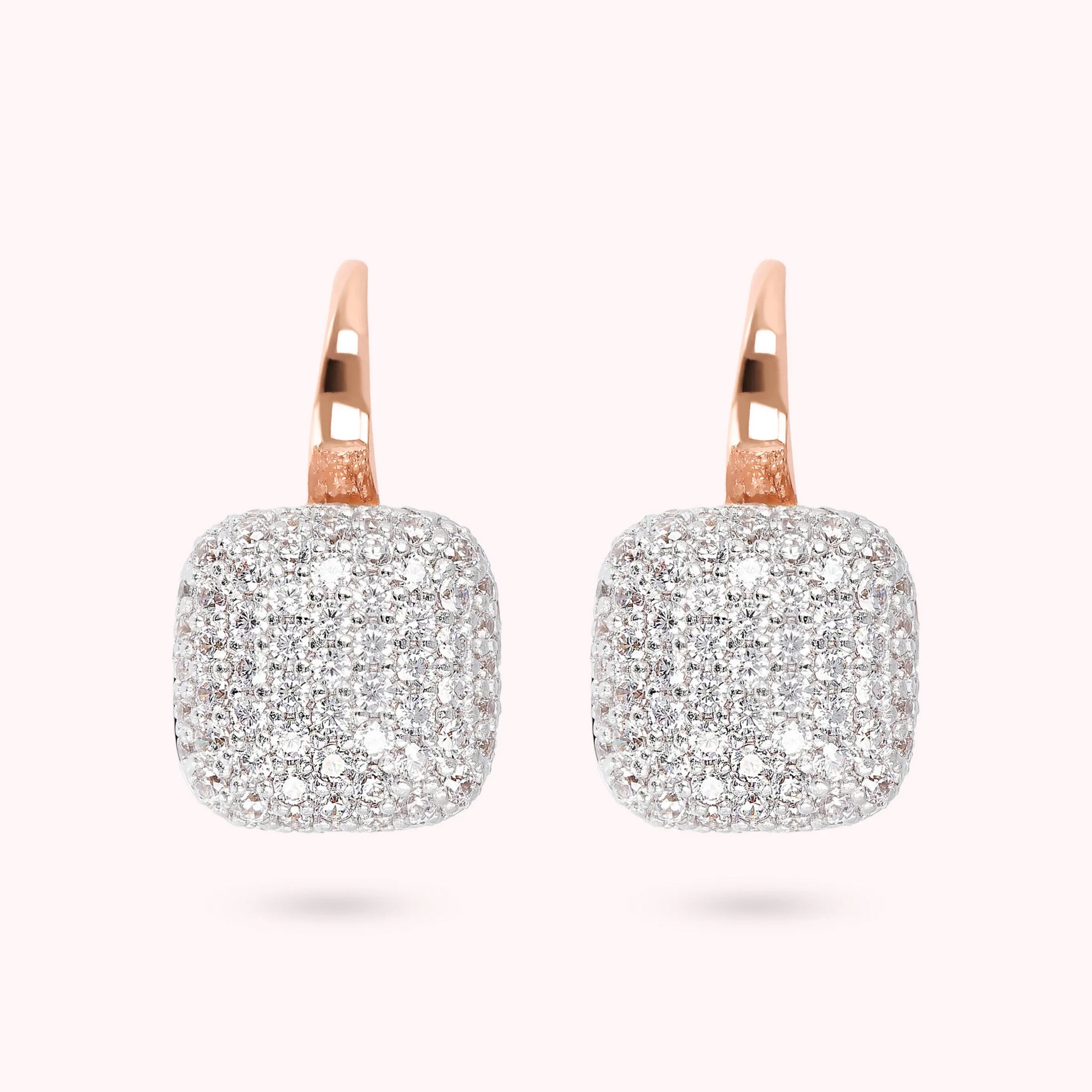 Orecchini Pendenti Quadrati con Pavé in Cubic Zirconia