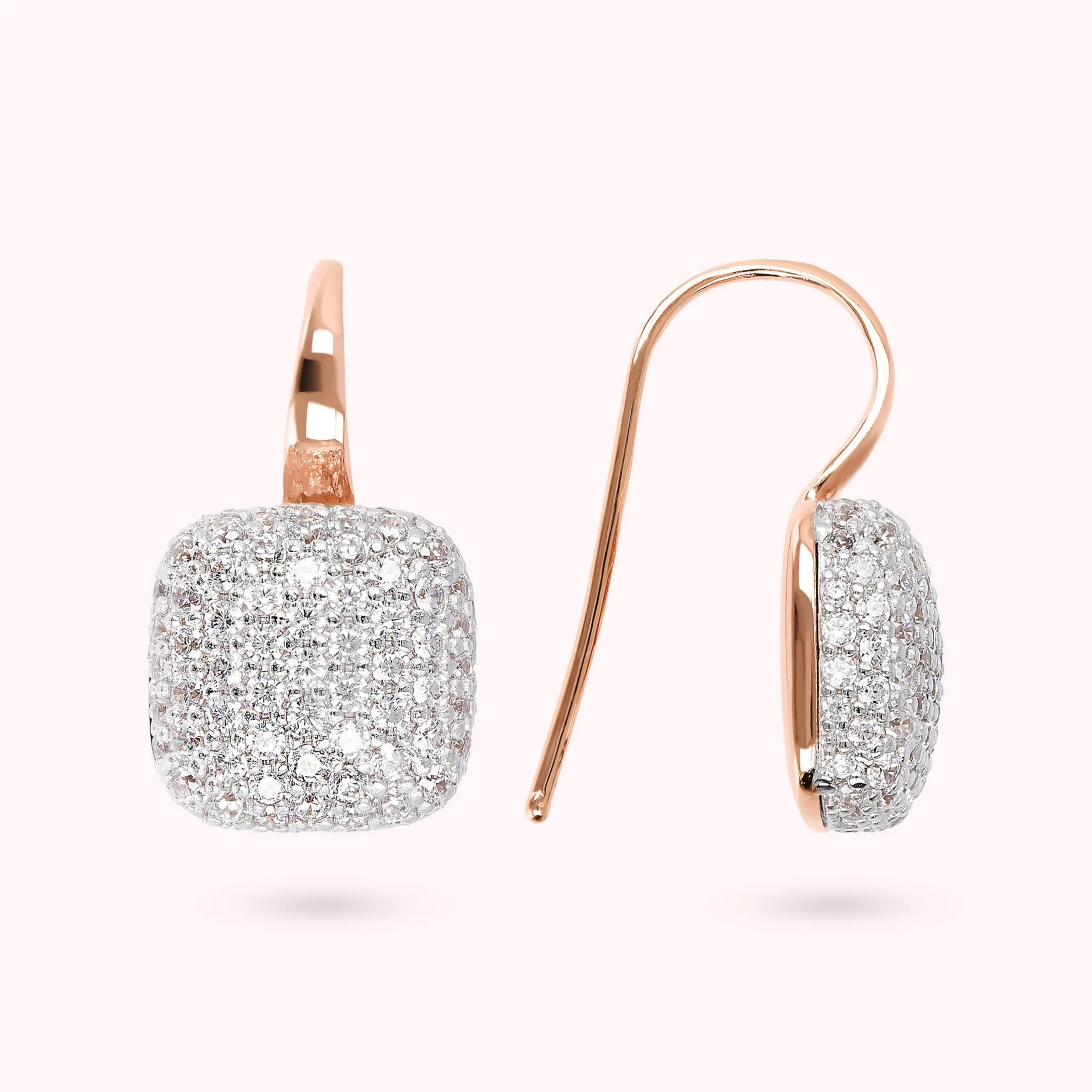 Orecchini Pendenti Quadrati con Pavé in Cubic Zirconia