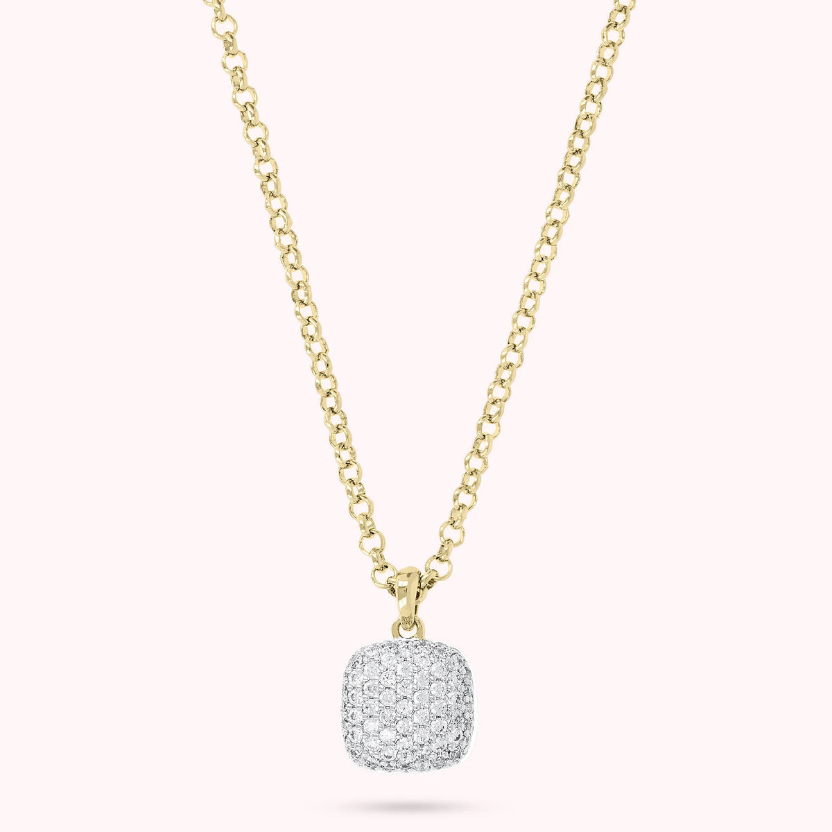 Square Pavé Golden Necklace