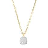 Golden Rolo Chain Necklace with Pavé Square Pendant in Cubic Zirconia