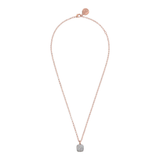 Rolo Chain Necklace with Pavé Square Pendant in Cubic Zirconia