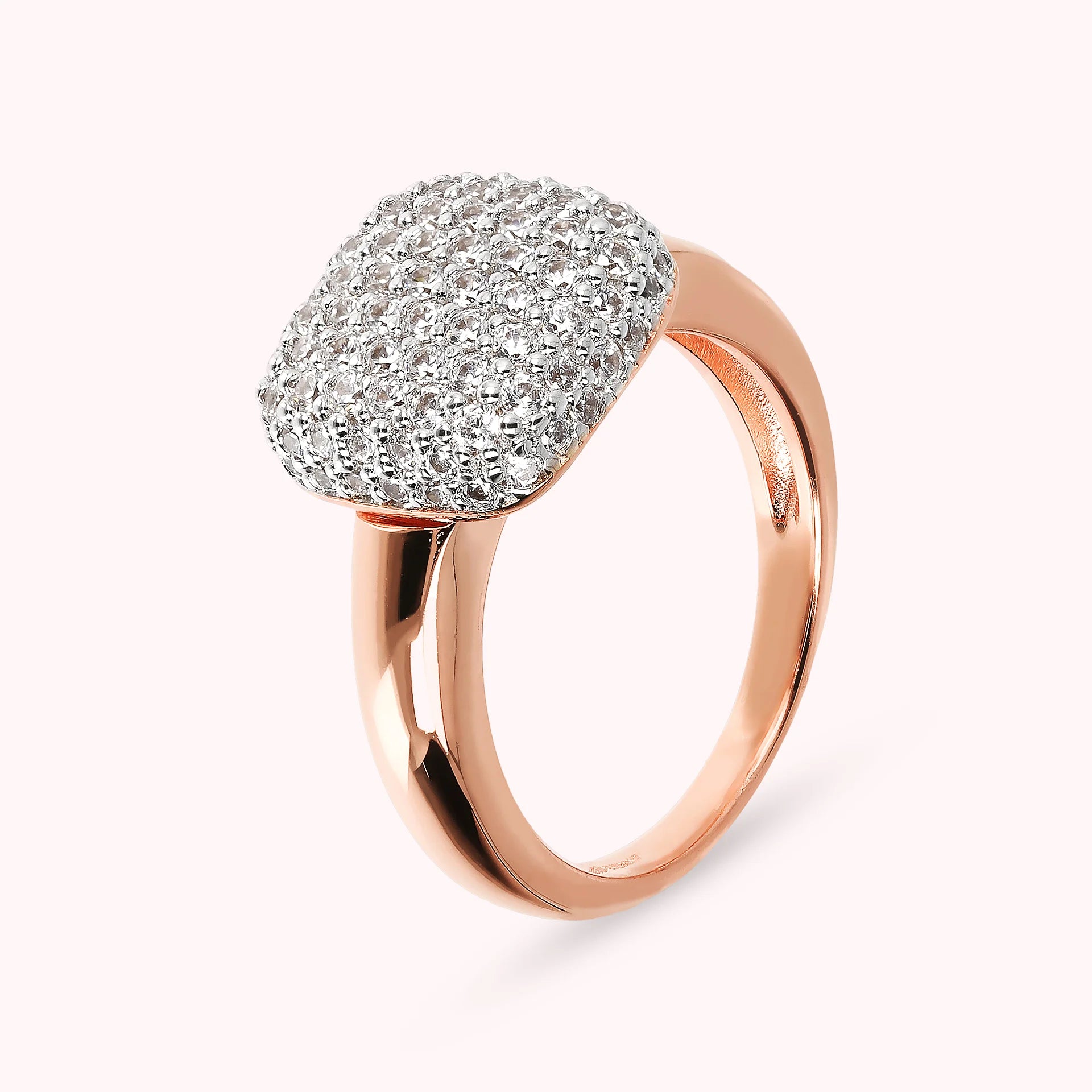 Anello Cocktail con Elemento Quadrato Pavé in Cubic Zirconia