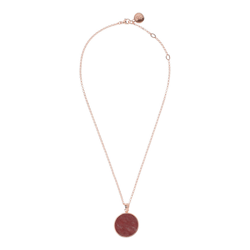 Necklace with Medium Disc Pendant in Natural Stone