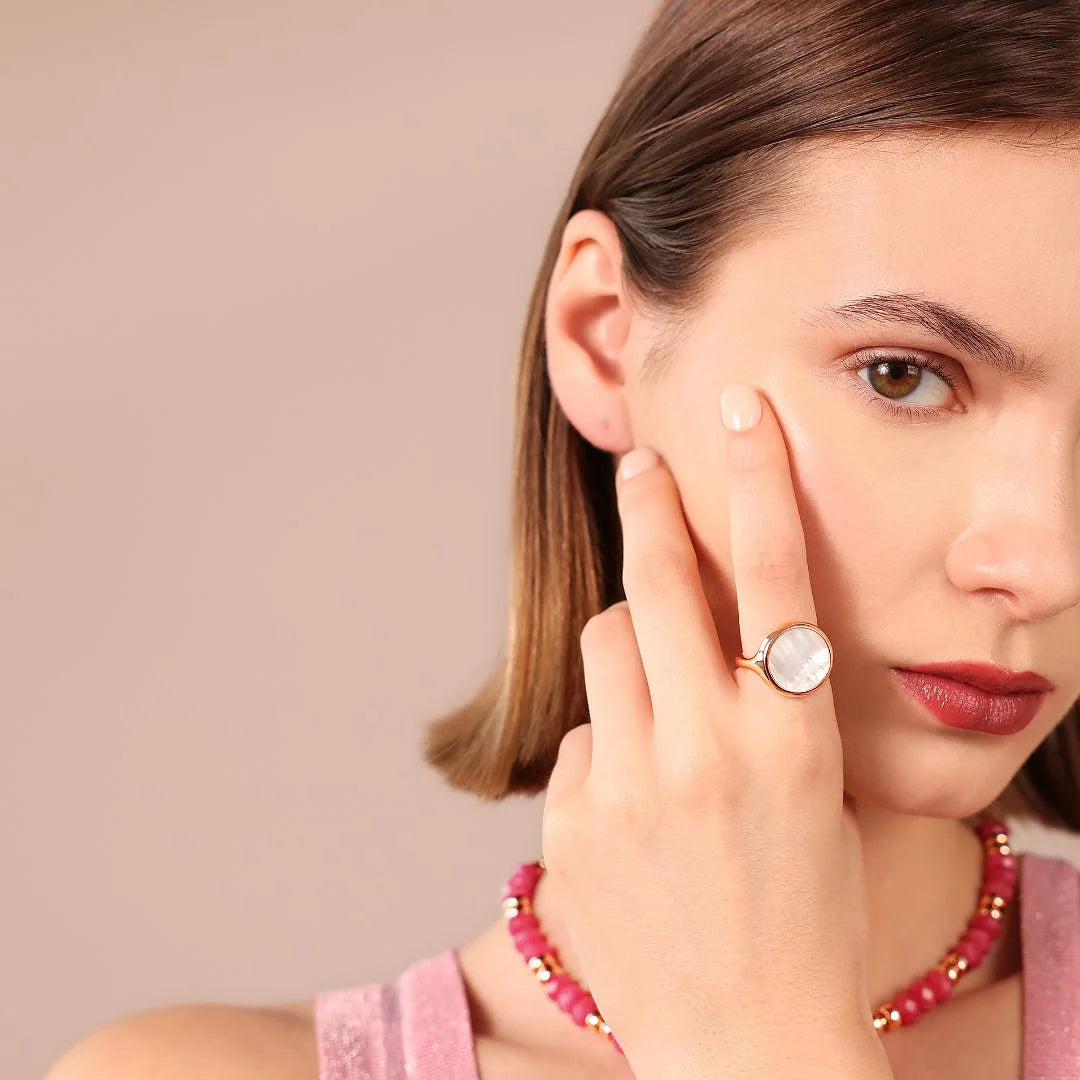 Anello Chevalier Grande con Pietra Naturale Piatta