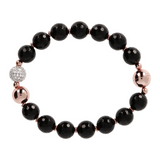 Bracelet with Spheres in Natural Stone and Pavé Element in Cubic Zirconia