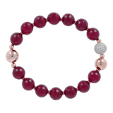 Bracelet with Spheres in Natural Stone and Pavé Element in Cubic Zirconia
