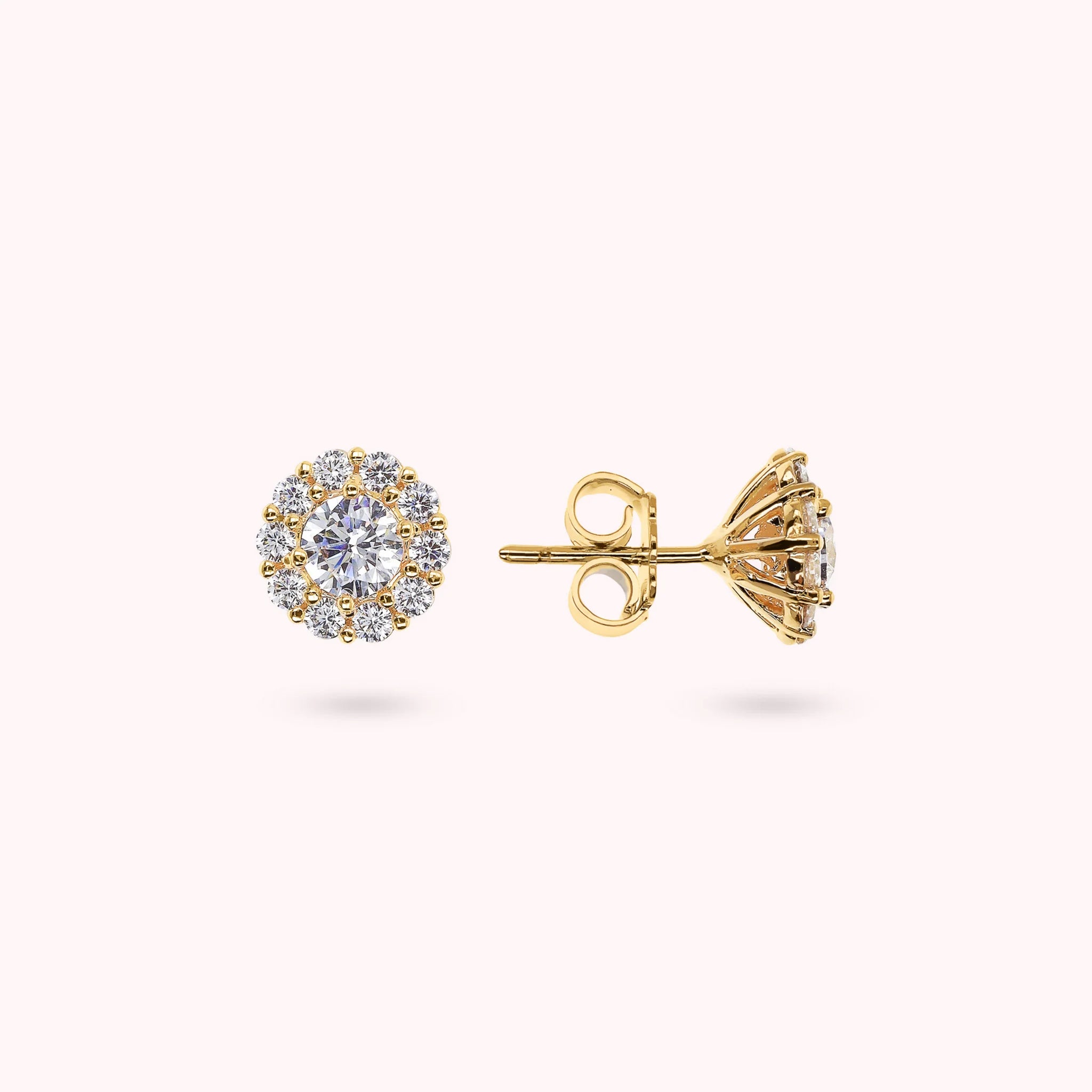 Goldene Ohrstecker mit Blume aus Zirkonia