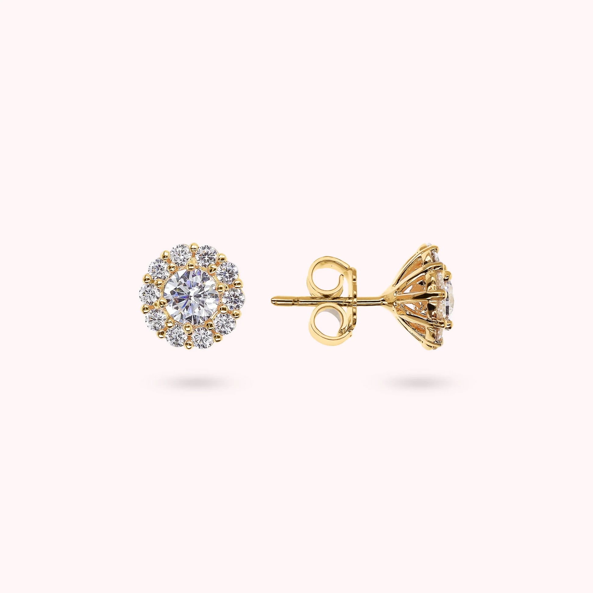 Goldene Ohrstecker mit Blume aus Zirkonia