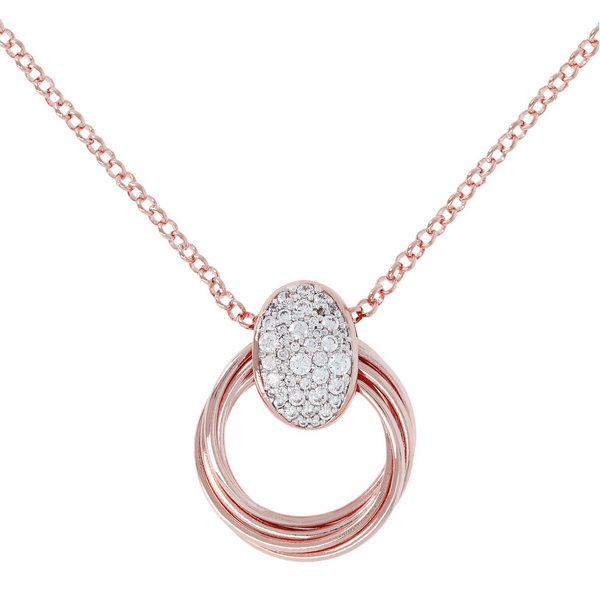 Rolo Necklace with Slide Multitubes Pendant with Cubic Zirconia
