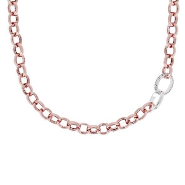 Matinée Necklace with Rolo Chain and Pavé Element in Cubic Zirconia