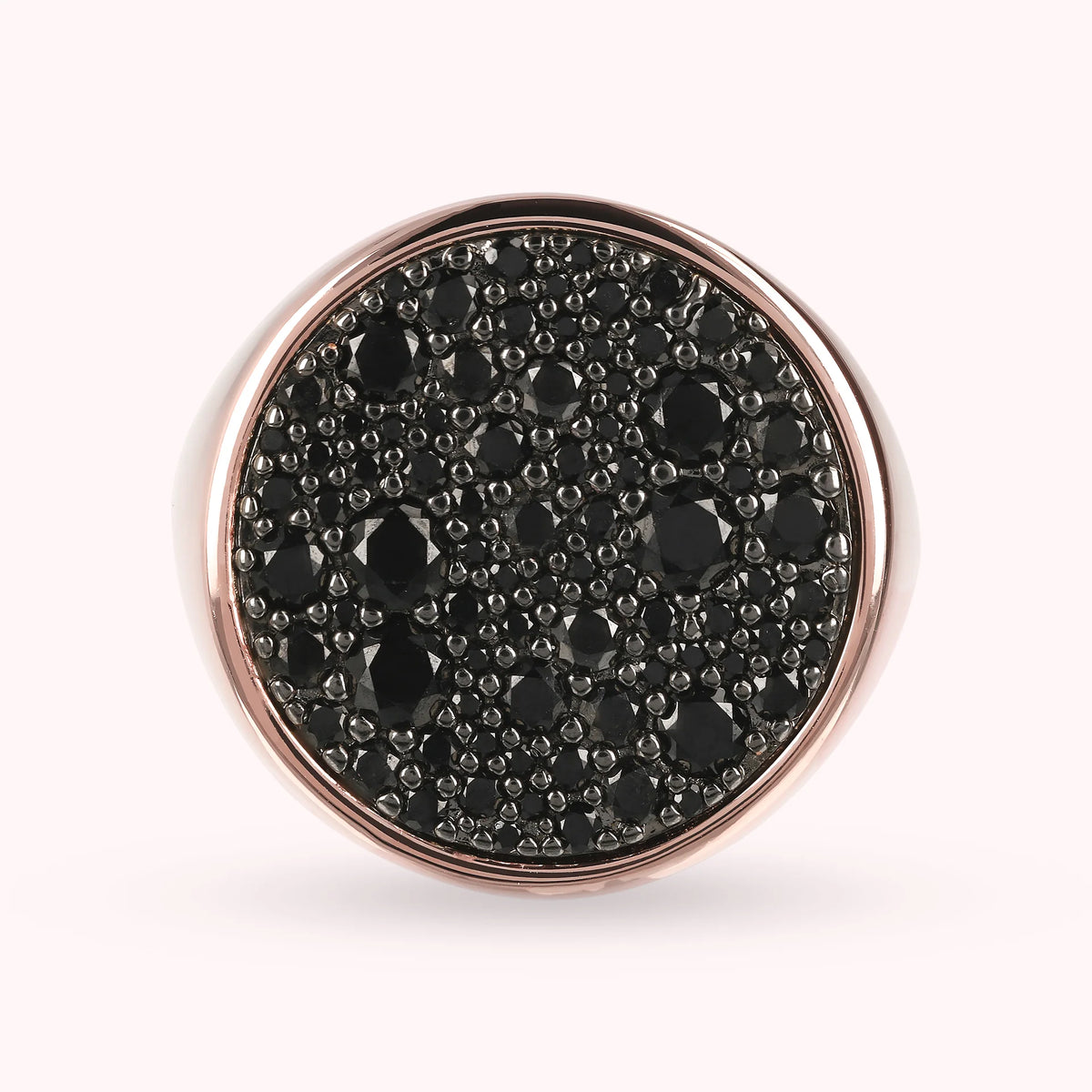Chevalier Grande Ring with Round Pavé in Black Spinel or Cubic Zirconia