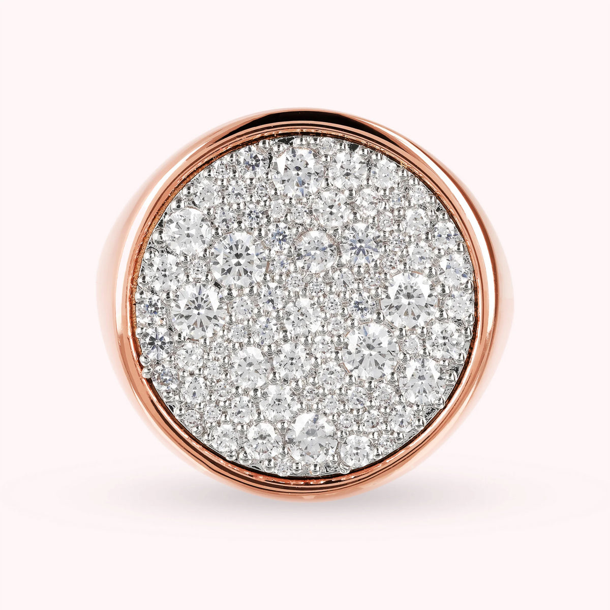 Chevalier Grande Ring with Round Pavé in Black Spinel or Cubic Zirconia