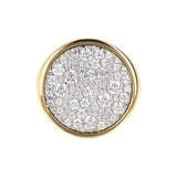 Golden Chevalier Ring with Pavé in Cubic Zirconia