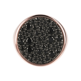 Großer Chevalier-Ring mit rundem Pavé aus schwarzem Spinell oder Zirkonia