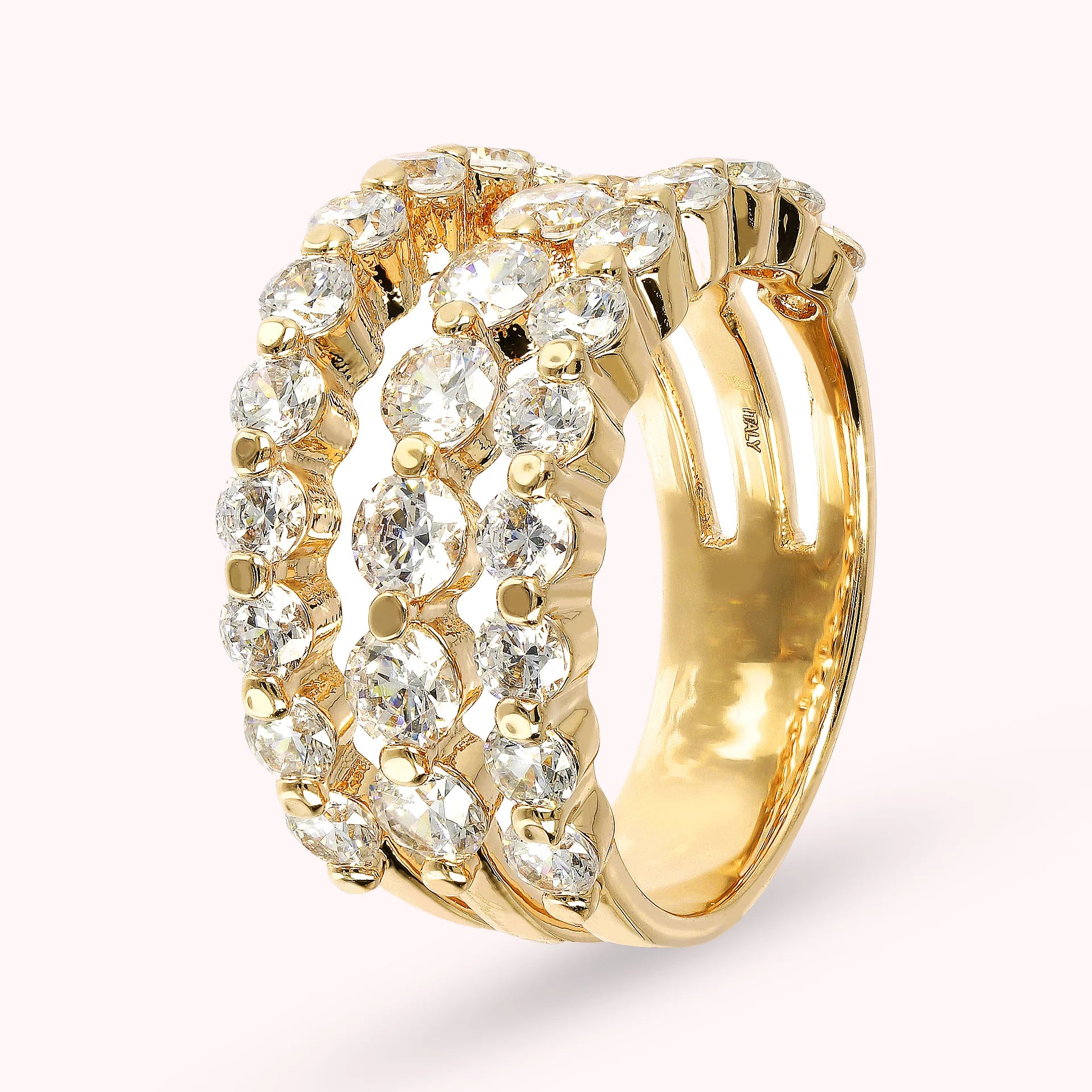 Goldener mehrreihiger Riviera-Bandring mit Zirkonia