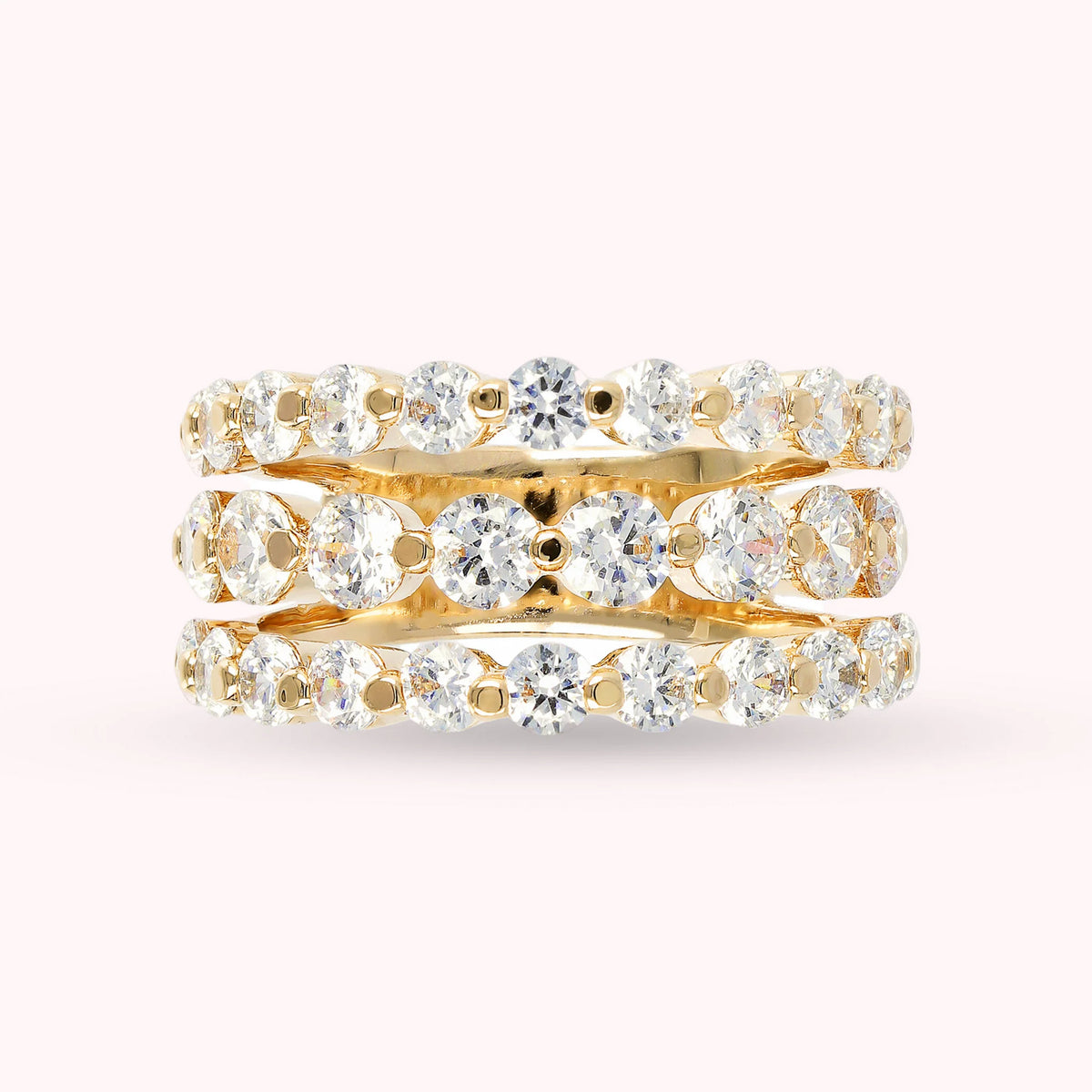 Anello a Fascia Golden Multifilo Riviera con Cubic Zirconia