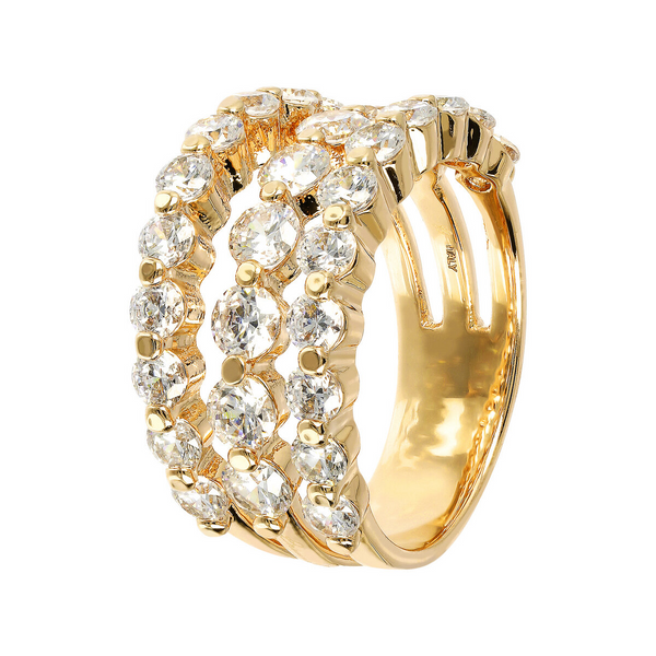 Golden Multistrand Riviera Ring with Cubic Zirconia