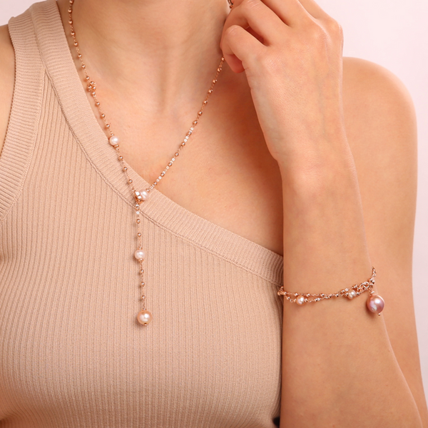Tie Necklace with Freshwater Cultured Pearls Ø 6/11 mm