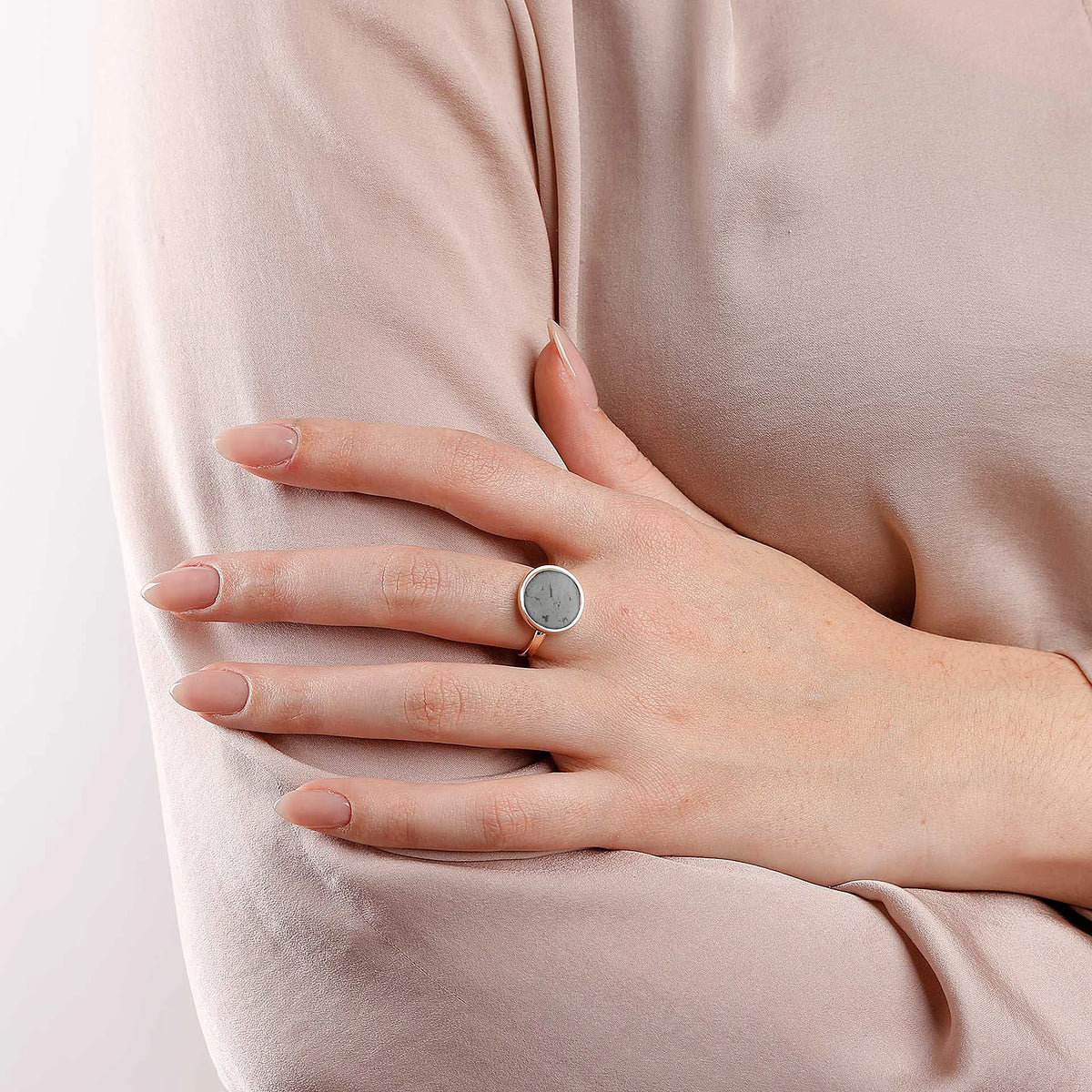Cocktail Ring with Round Natural Stone