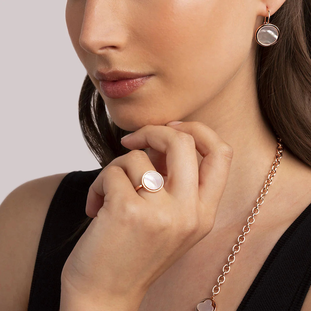 Cocktail Ring with Round Natural Stone  