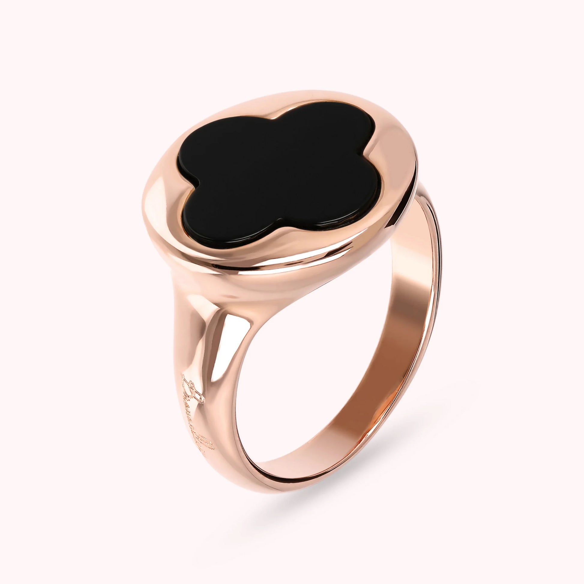 Cocktail Ring mit Kleeblatt Naturstein 15mm