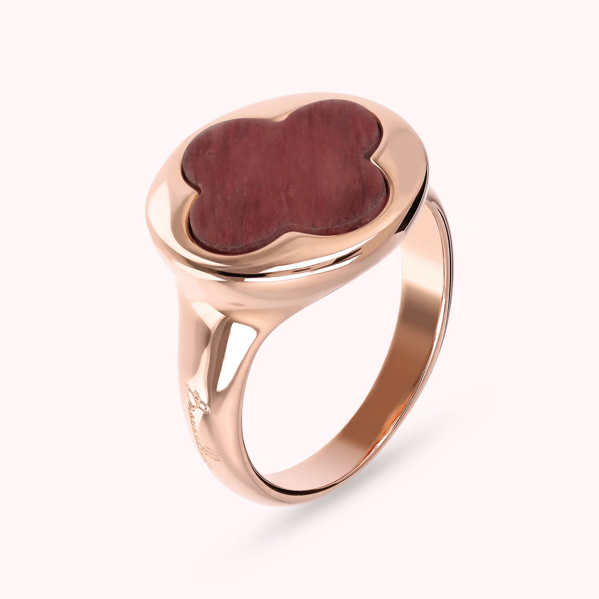 Cocktail Ring mit Kleeblatt Naturstein 15mm