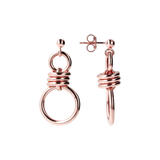 Double Ring Pendant Earrings with Knot