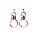 Double Ring Pendant Earrings with Knot