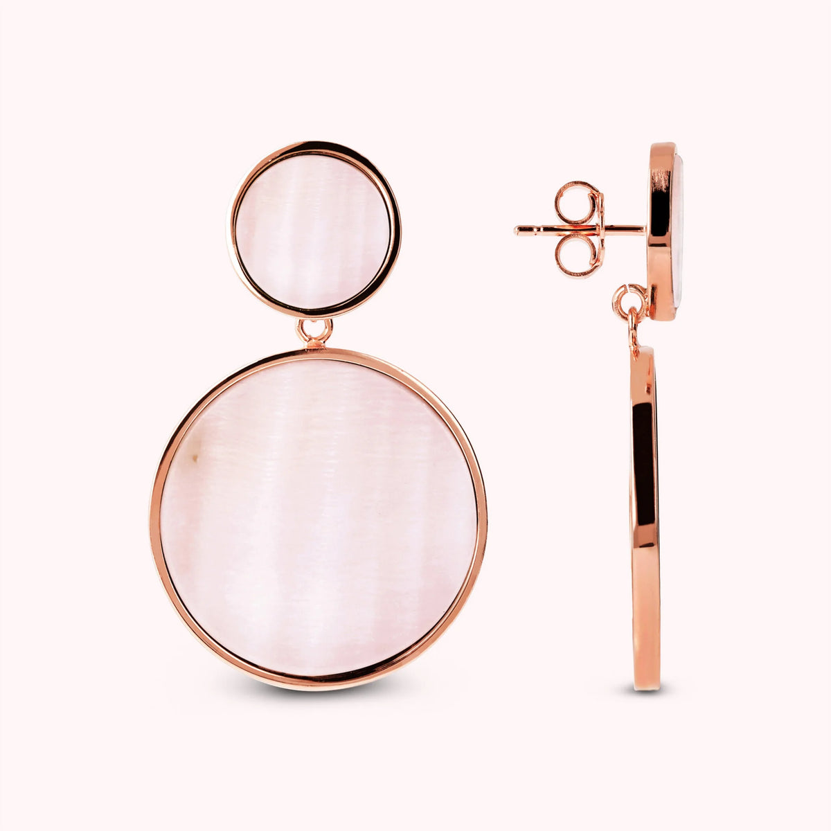 Stone Double Disc Drop Earrings