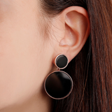 Doppelte Scheibenanhänger-Ohrringe mit Naturstein oder Perlmutt