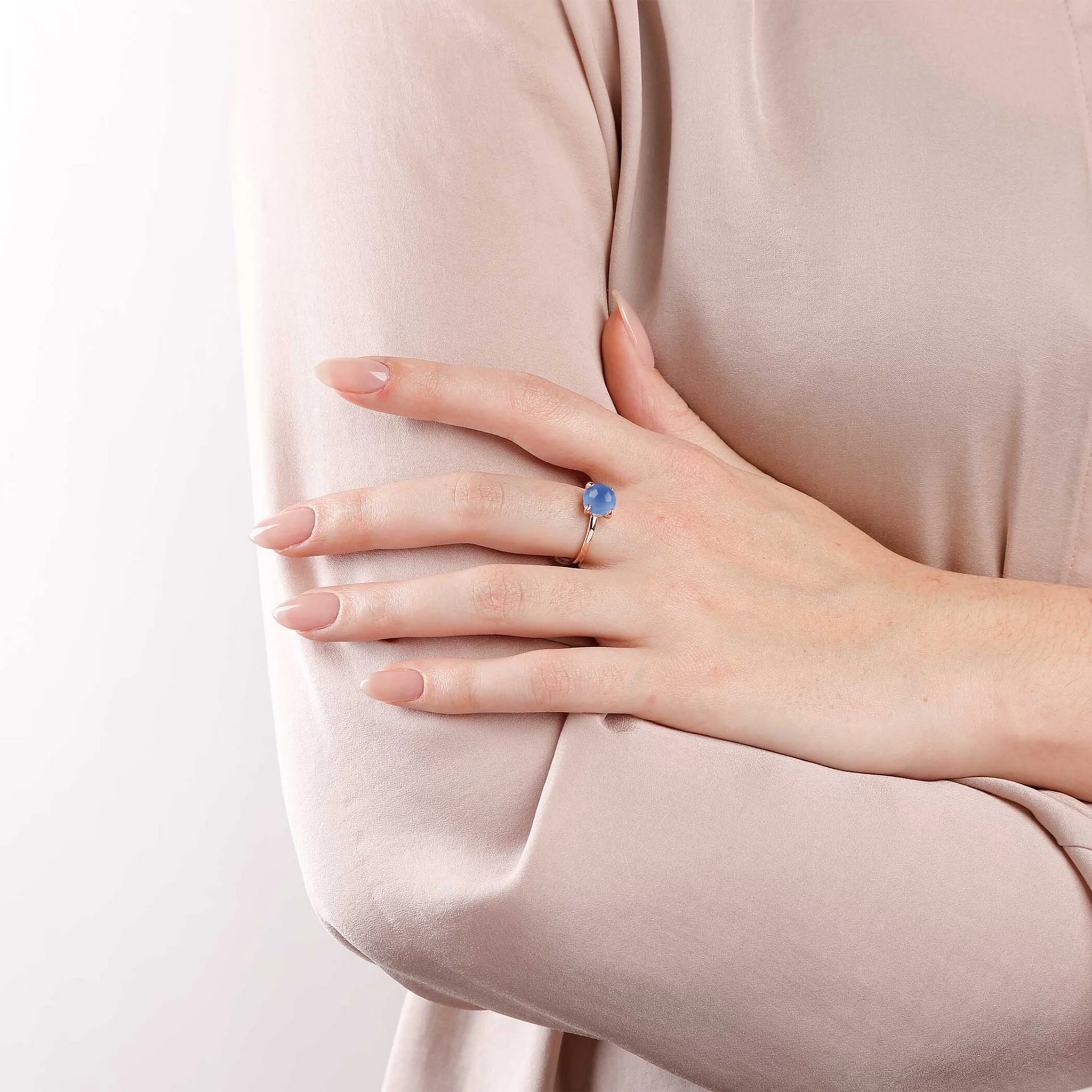Mini Solitaire Ring with Natural Stone