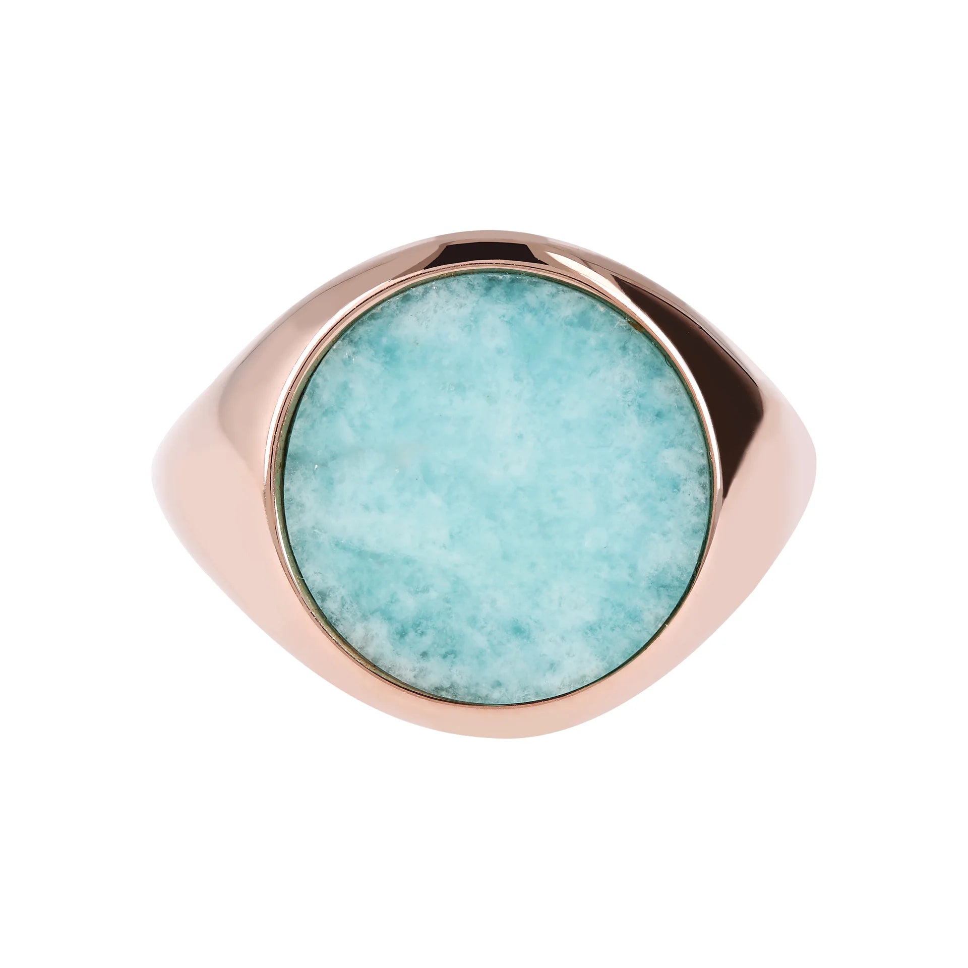 Petite bague chevalière avec pierre naturelle plate