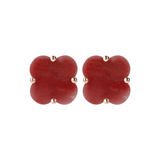 Stud Earrings with Flower in Natural Stone