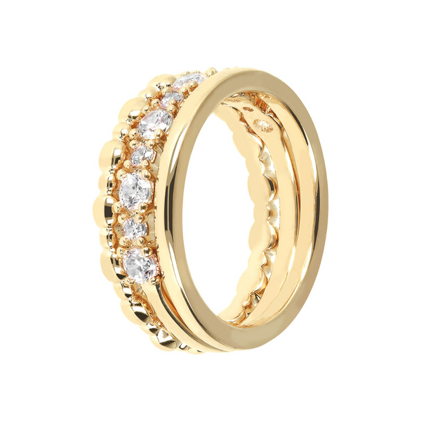 Ensemble d'anneaux dorés avec points lumineux en zircone cubique