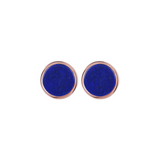 Button Earrings with Small Disc in Natural Stone