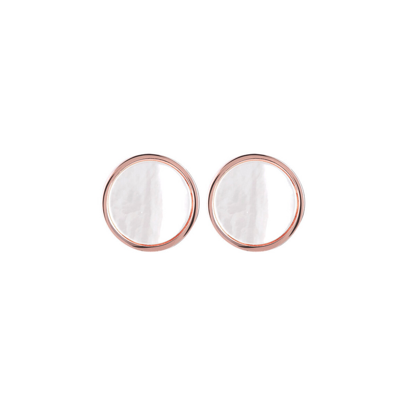 Button Earrings with Small Disc in Natural Stone