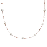 Long Necklace with Golden Rosé Spheres and Freshwater Cultured Pearls Ø 10 mm