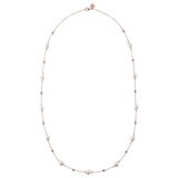 Long Necklace with Freshwater Cultured Pearls and Golden Rosé Spheres
