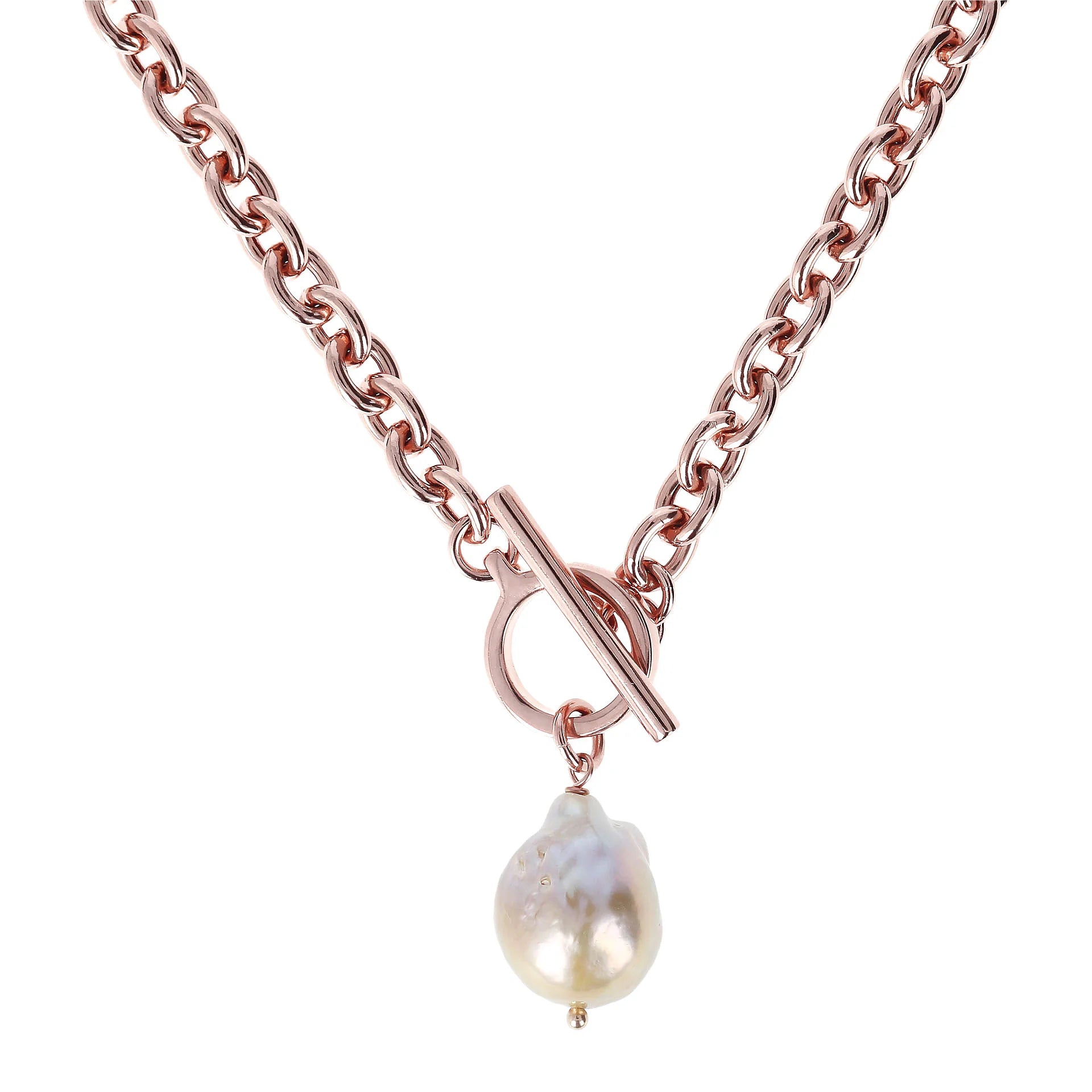 Collana Maglia Rolo con Perla Bianca d'Acqua Dolce