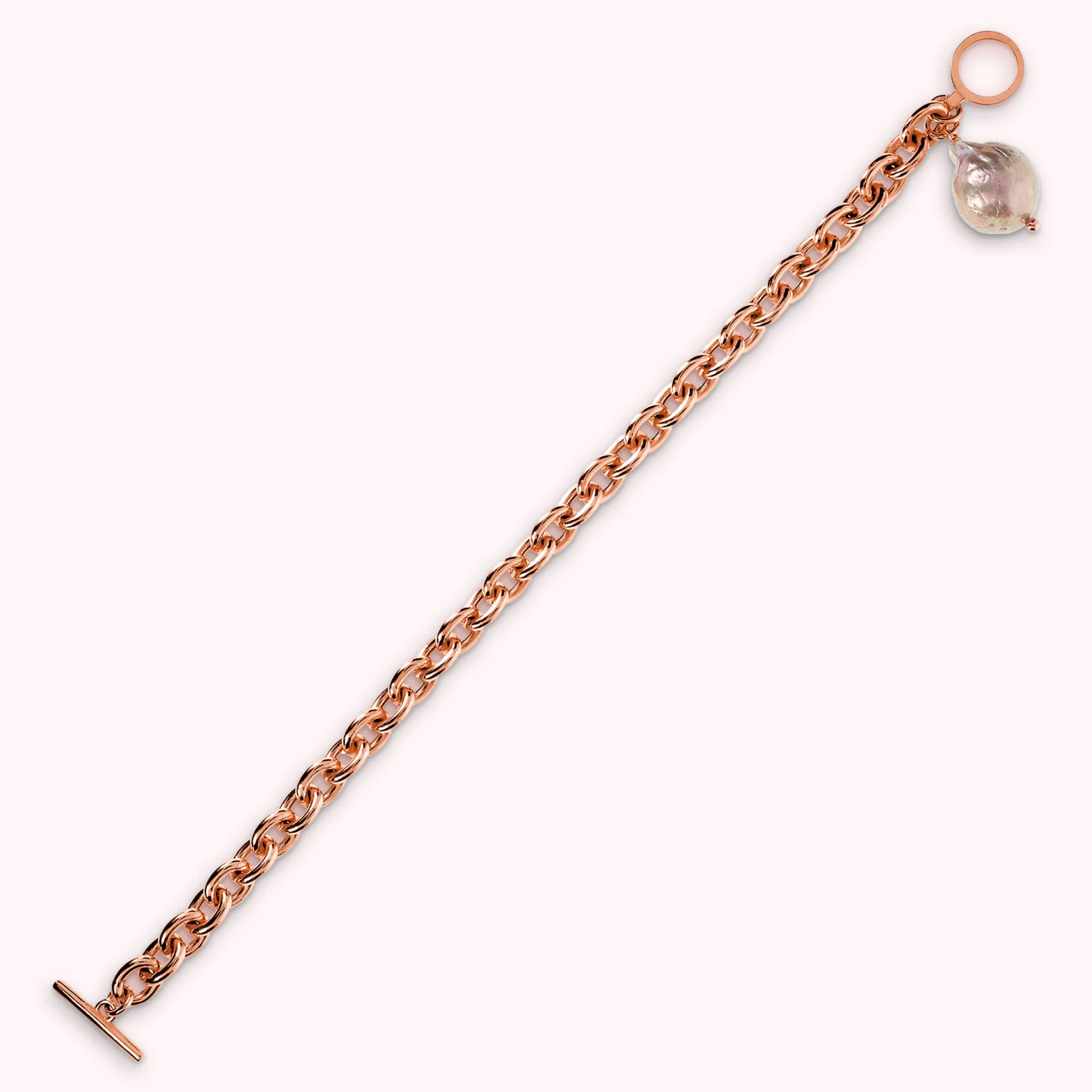 Rolo-Kettenarmband mit Freshwater Rose Ming Perle Ø 12 mm