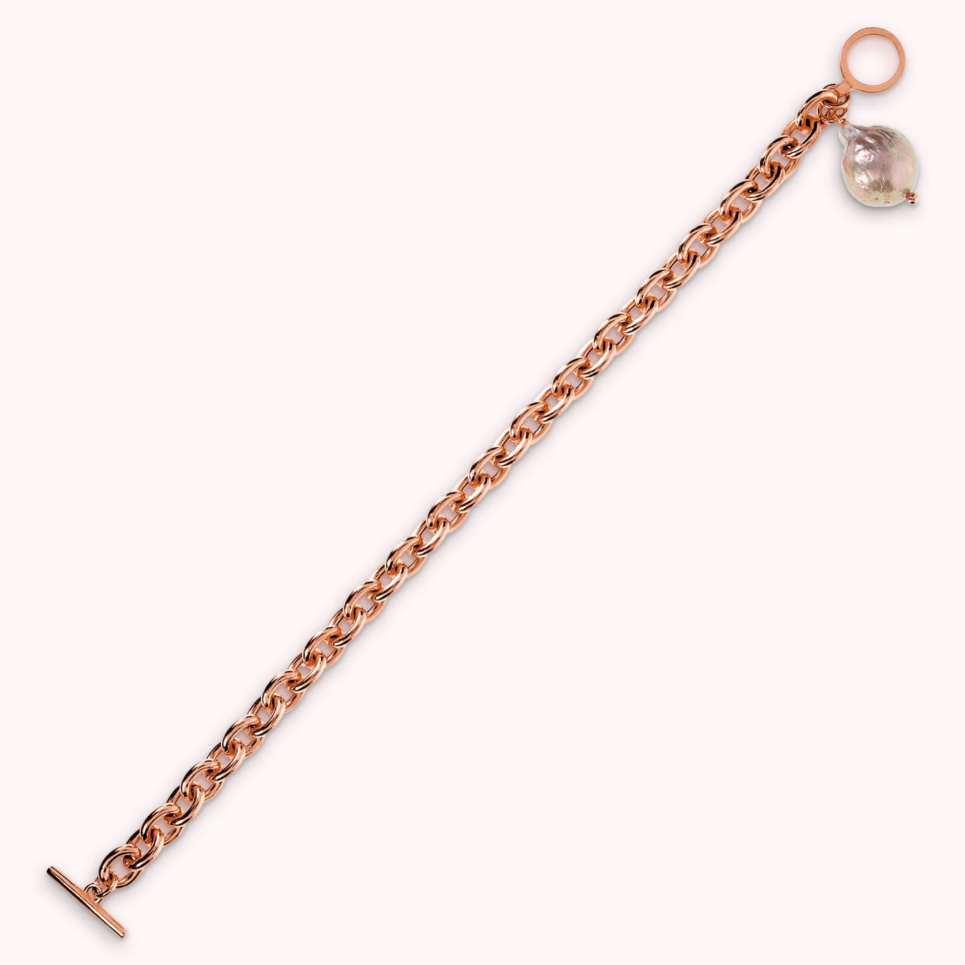 Rolo-Kettenarmband mit Freshwater Rose Ming Perle Ø 12 mm