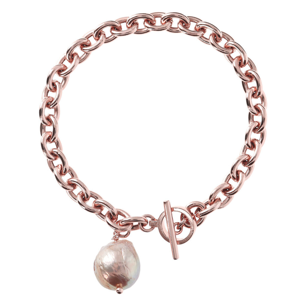 Rolo Chain Bracelet with Pink Ming Freshwater Cultured Pearl Ø 12 mm