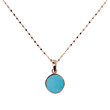 Cube Chain Necklace with Small Disc Pendant in Natural Stone