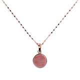 Cube Chain Necklace with Small Disc Pendant in Natural Stone