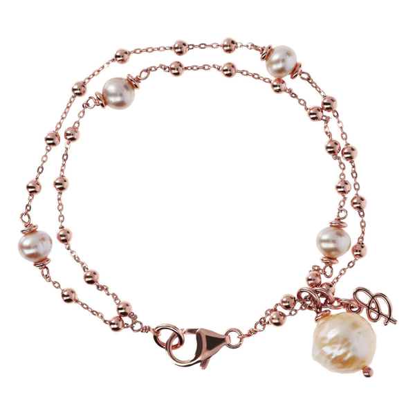 Bracelet Multi-Rangs avec Sphères et Perles Ming d'Eau Douce Ø 6/12 mm