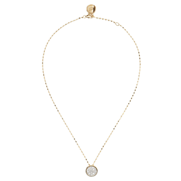 Golden Cubic Chain Necklace with Round Pavé in Cubic Zirconia